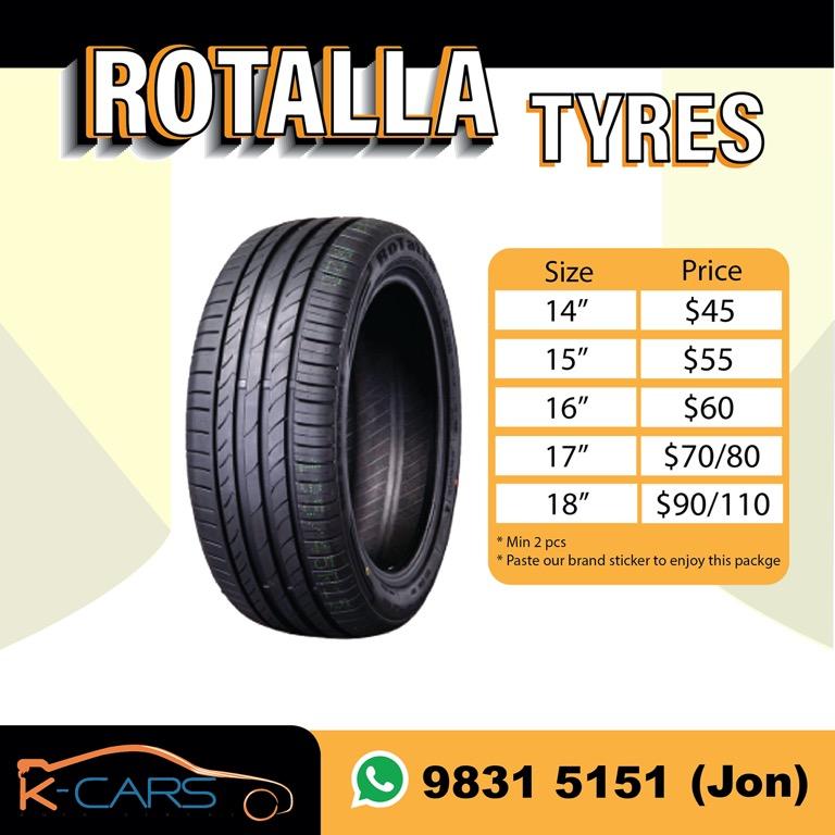 New Rotalla Tyres Promotion Car Accessories Tyres Rims On Carousell