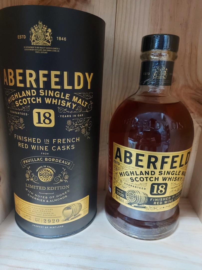 Aberfeldy 18 years highland 艾柏迪18年特仕版單一麥芽蘇格蘭威士忌, 嘢食 嘢飲, 酒精飲料- Carousell
