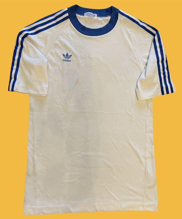 Adidas Vintage 80 s round neck shirt Made in Japan Men s Fashion