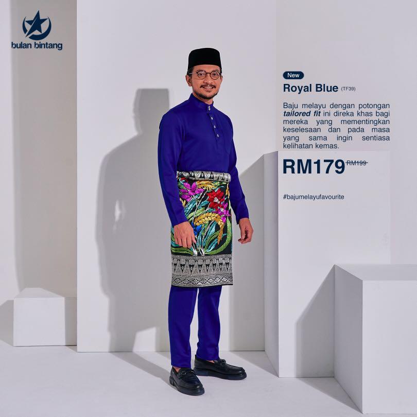 Baju Melayu Bulan Bintang (Tailored Fit) Colour 33-40, Men's Fashion
