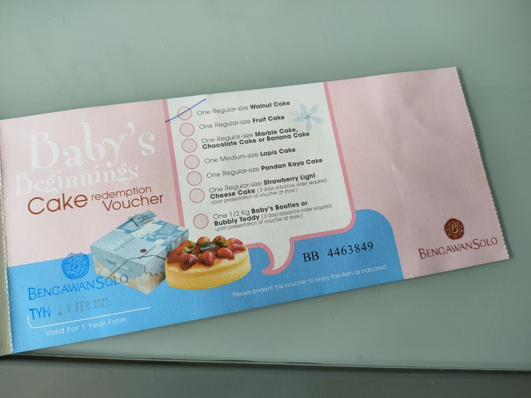 Bengawan Solo 1 x Regular Size Walnut Cake Voucher, expire 20 feb 2022