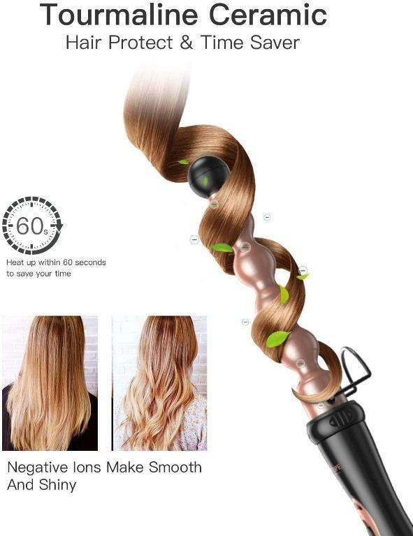 Curling Tongs BESTOPE Professional Curling Iron Set with 5 Interchangeable Ceramic Barrels 60s Instant Heats Up Dual Voltage Interchangeable Ceramic Barrels 0.35 To 1.25 And Heat Resistant Glove Rose ...