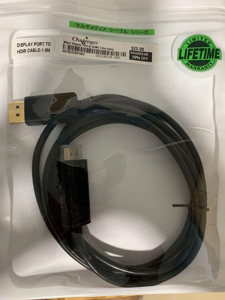(Challenger) DisplayPort to HDMI cable 1.8m , Computers & Tech, Parts