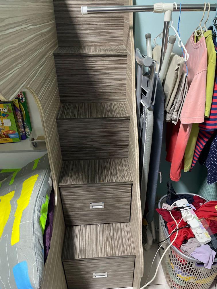 Double decker super single bed with pull out bed, Furniture & Home ...