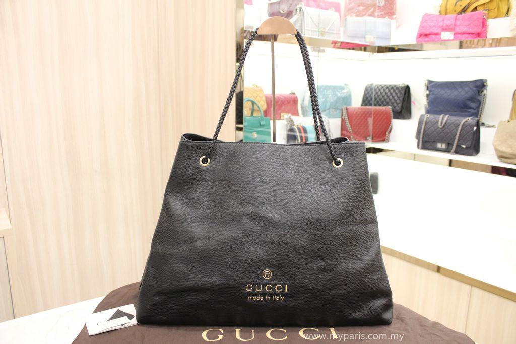 G u c c i Gifford Large Braided Handle Shopping Tote Luxury Bags