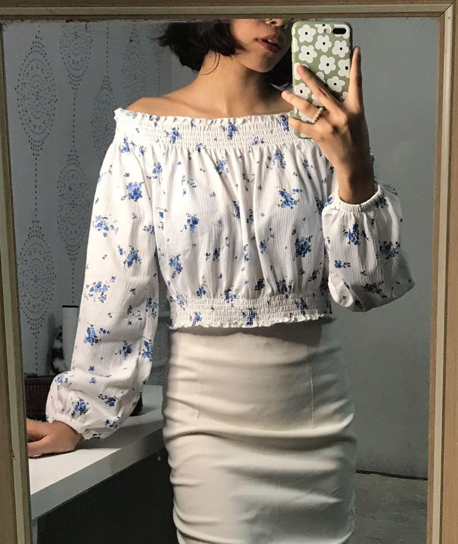 H&m off shoulder top sale white