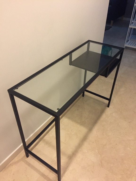IKEA glasstop laptop desk (or side table), Furniture & Home Living