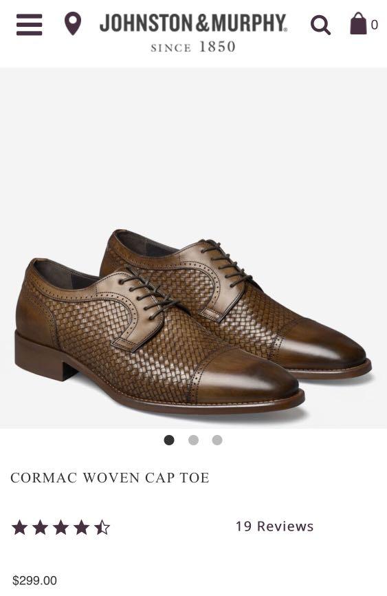Johnston Murphy Cormac Woven cap toe shoes size 9. RRP 299