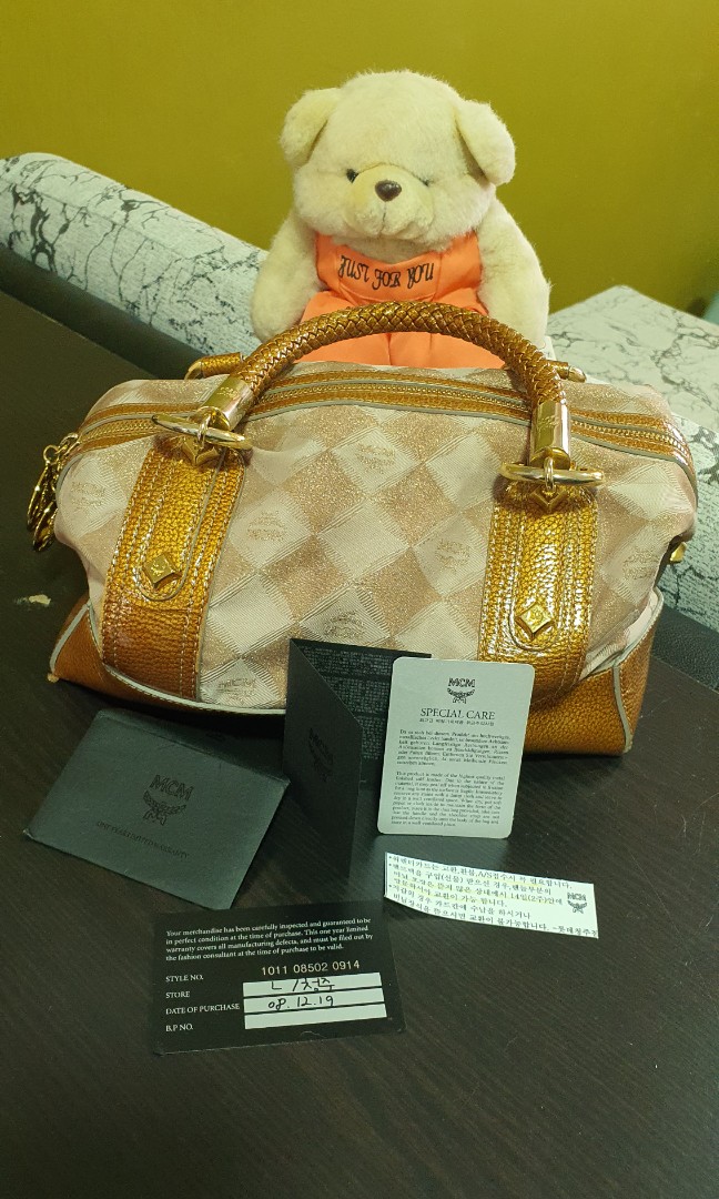 Mcm gold tote bag