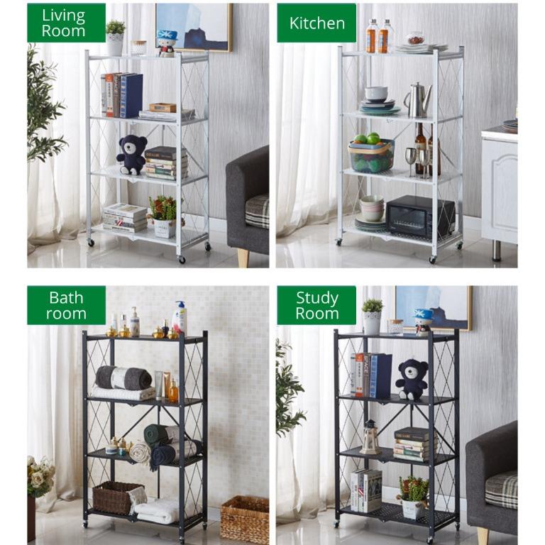Multi-layer Metal Folding kitchen rack ⭐ Installation-free ⭐ Microwave ...