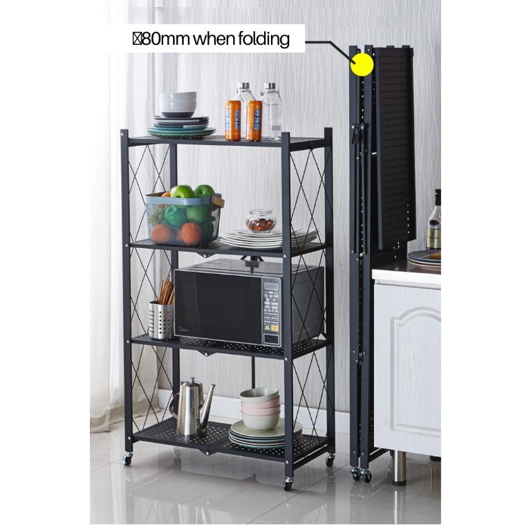 Multi-layer Metal Folding kitchen rack ⭐ Installation-free ⭐ Microwave ...