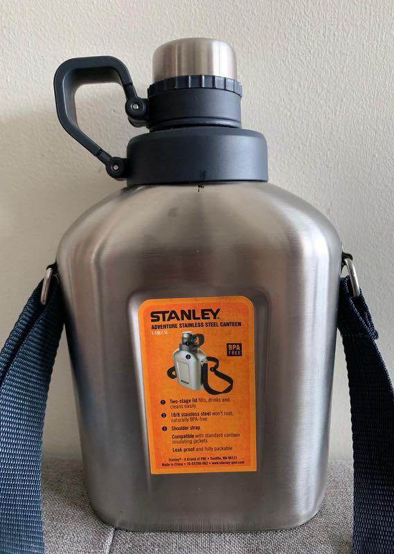 Stanley Cleanable BBP Free Stainless Steel Canteen with Shoulder Strap 1.1  Qt/1L 