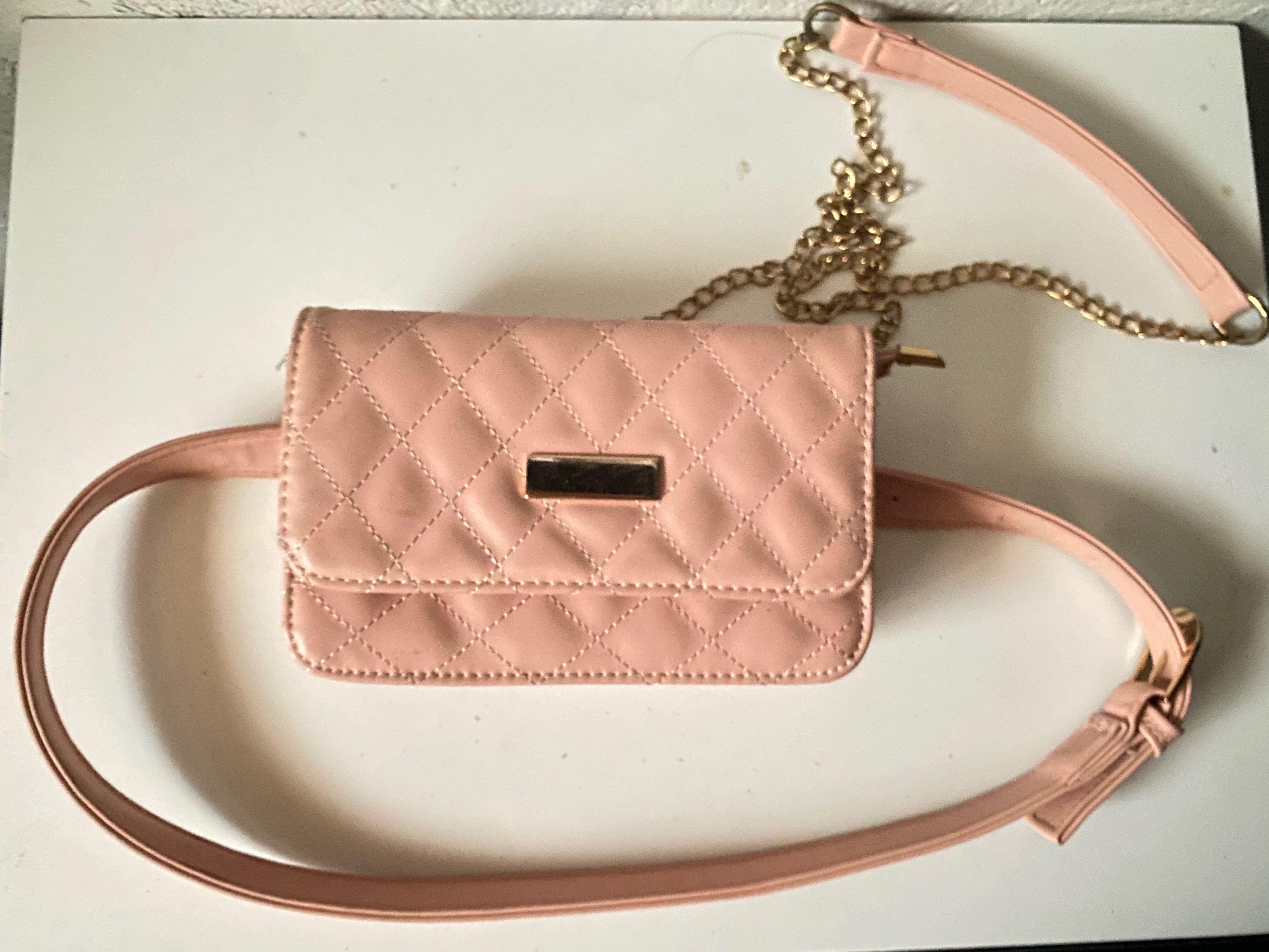 Parisian pink quilted sling bag belt bag Women s Fashion Bags