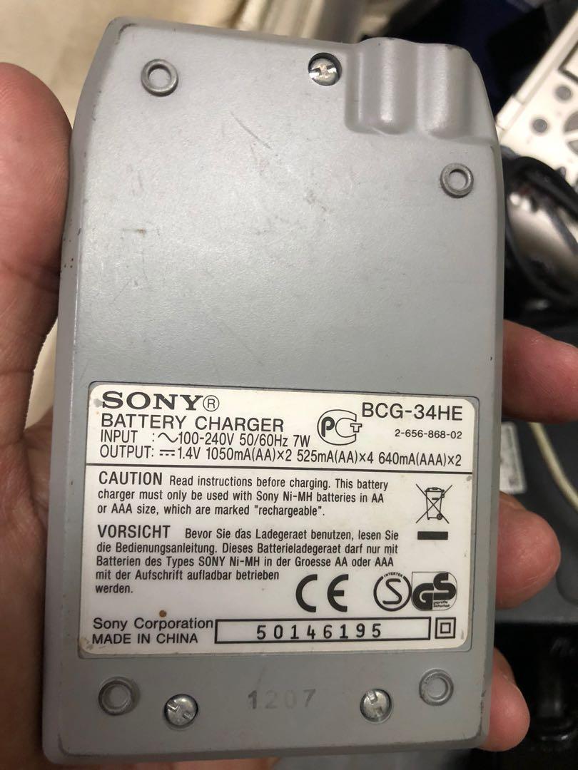Sony Battery Charger BCG 34HE, Computers & Tech, Parts & Accessories,  Chargers on Carousell