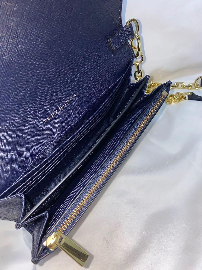 Authentic Tory Burch Navy Blue with Gold Hardware Emerson Wallet On