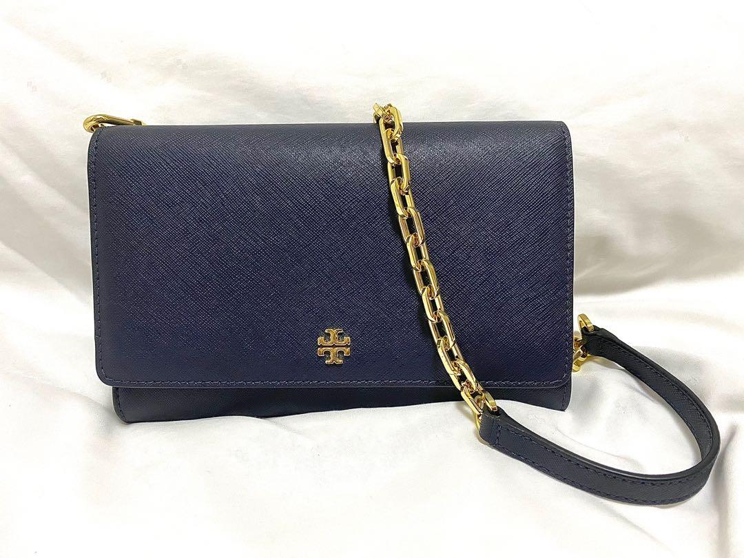 Authentic Tory Burch Navy Blue with Gold Hardware Emerson Wallet On