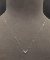 V necklace (Category: Necklaces) located in Manila. Submitted by mal29 (Listing ID 1078276159, Image 1). Description: V Necklace WG 0.100 Cts Dia 18K WG 0.34 grams 45 cm( Adjustable).