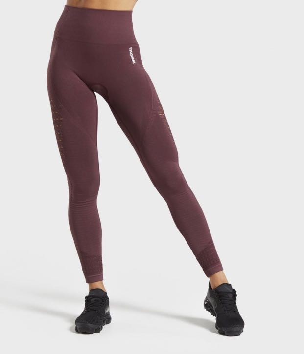XS Gymshark Energy+ Seamless Leggings - Berry Red, Women's Fashion,  Activewear on Carousell