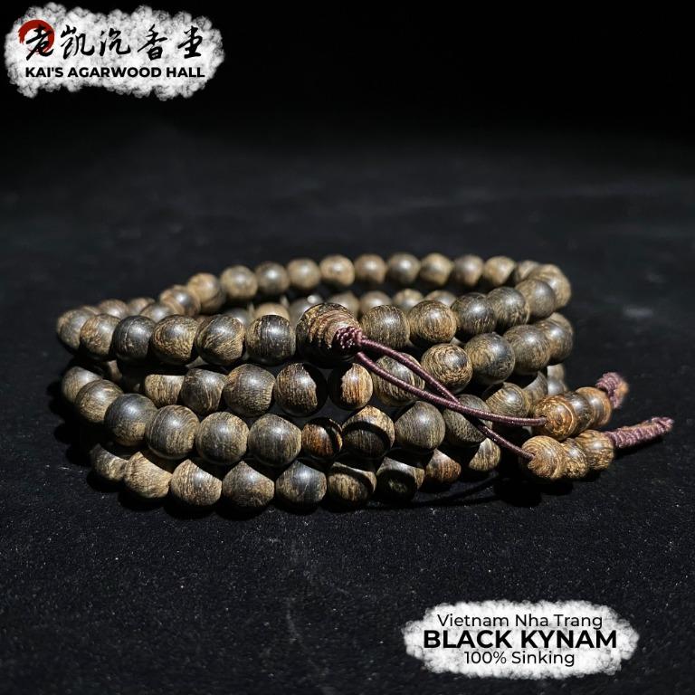 100 Sinking Black Kynam Agarwood Mala Bracelet Necklace from