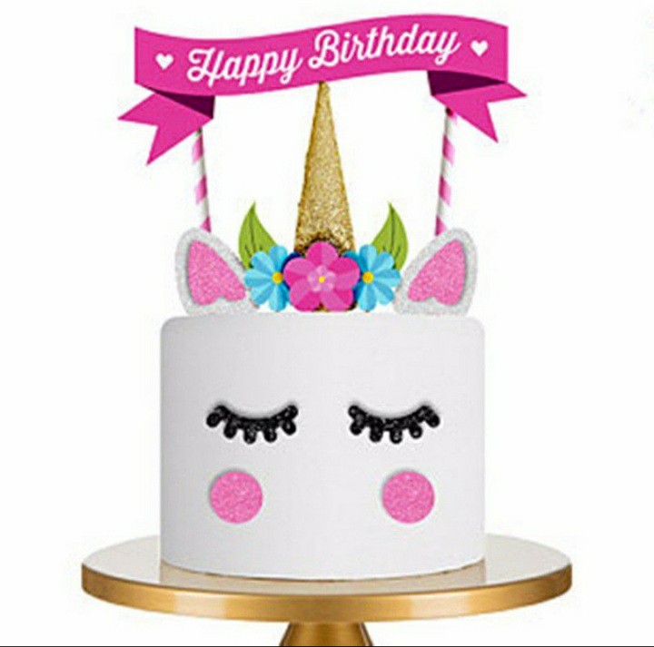 1Set Cute Unicorn Cake Topper Happy Birthday Candle Party Toppers Decor, Hobbies & Toys
