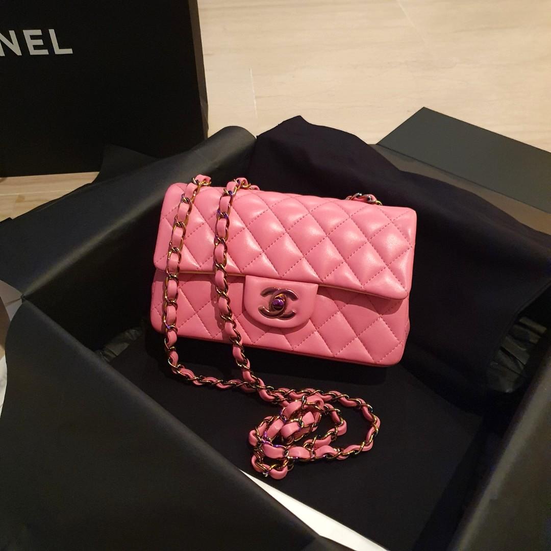 21P Chanel Pink Yellow Unicorn Rainbow Hardware Mini Flap Bag incl. ori  receipt, Luxury, Bags & Wallets on Carousell