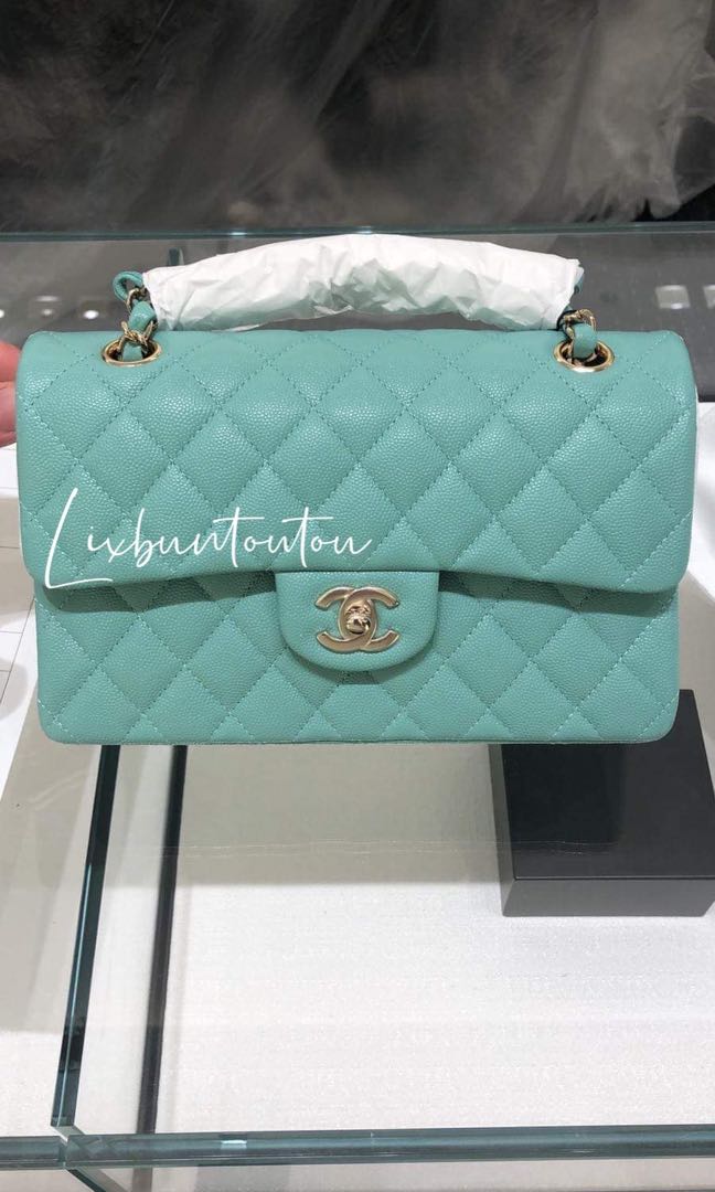 21s chanel tiffany blue small flap, Luxury, Bags & Wallets on Carousell