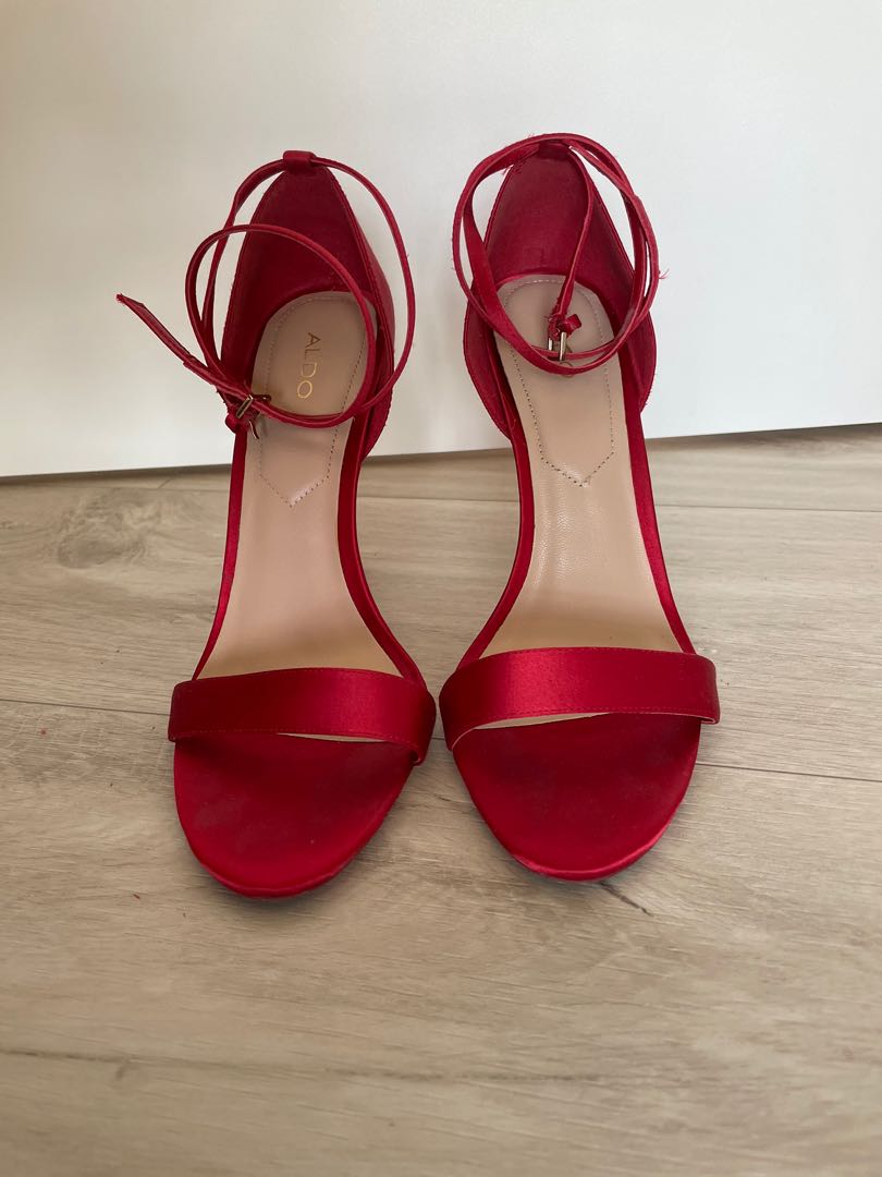 Red discount strap heel