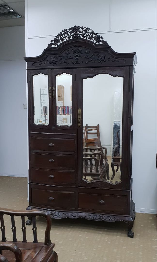 Antique Blackwood Victorian Wardrobe, Furniture & Home Living, Home