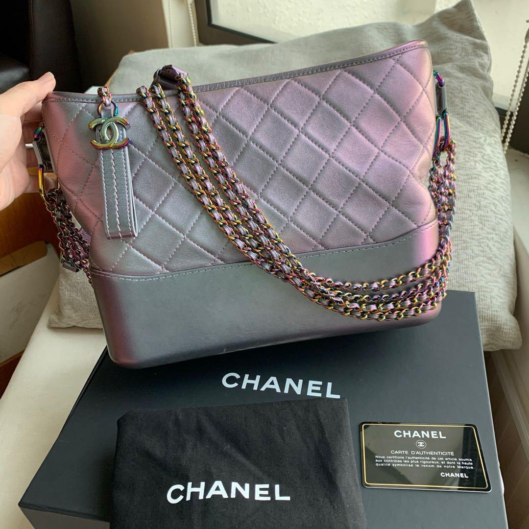 Chanel Gabrielle Hobo Shoulder Bag in Iridescent Purple with Rainbow  Mermaid Hardware - SOLD