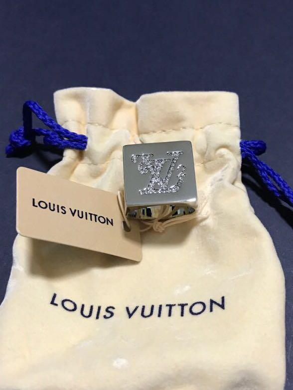 Louis Vuitton × Nigo Silver / Gold Squared Open LV Logo Inlaid Strass Crystal  Bracelet For Men