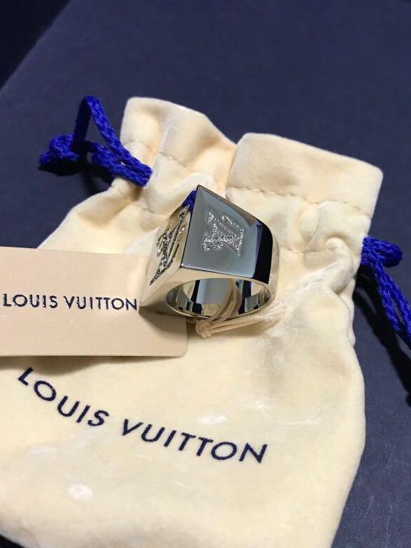 Louis Vuitton x Nigo Squared Strass Double Ring Silver in Silver