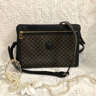 Celine 中古 黑色老花袋/ 斜孭袋 vintage black monogram bag