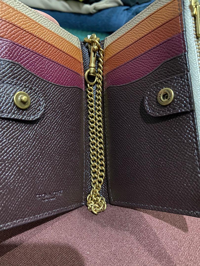 Coach zip chain card case in colorblock discount