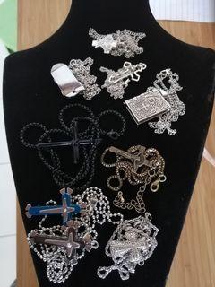 Crucifix, Cross, Angel wings, Holy Bible, Skates Cross necklace
