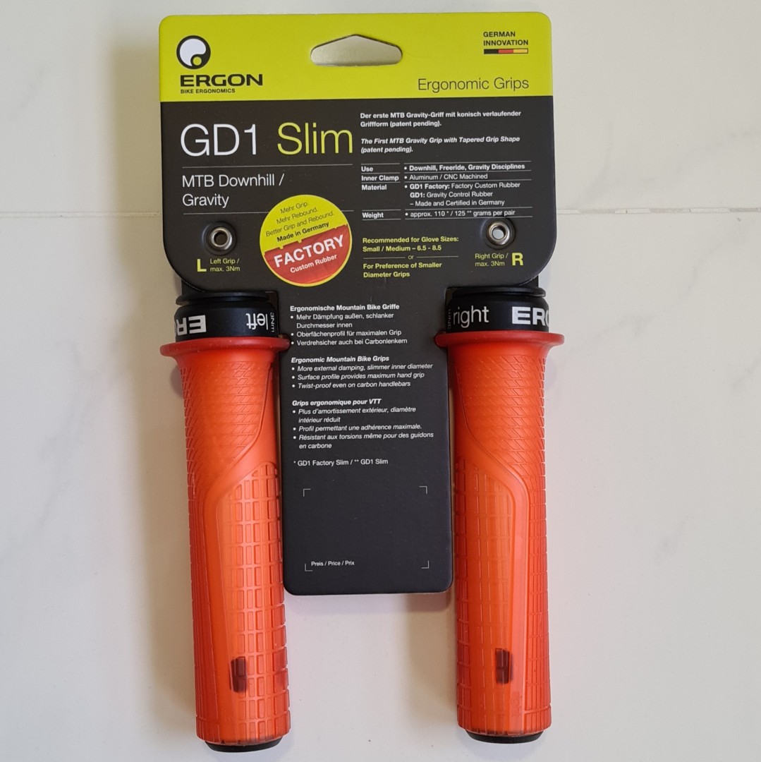 ergon gd1 factory grip slim frozen orange mtb enduro gravity sports equipment bicycles parts bicycles on carousell