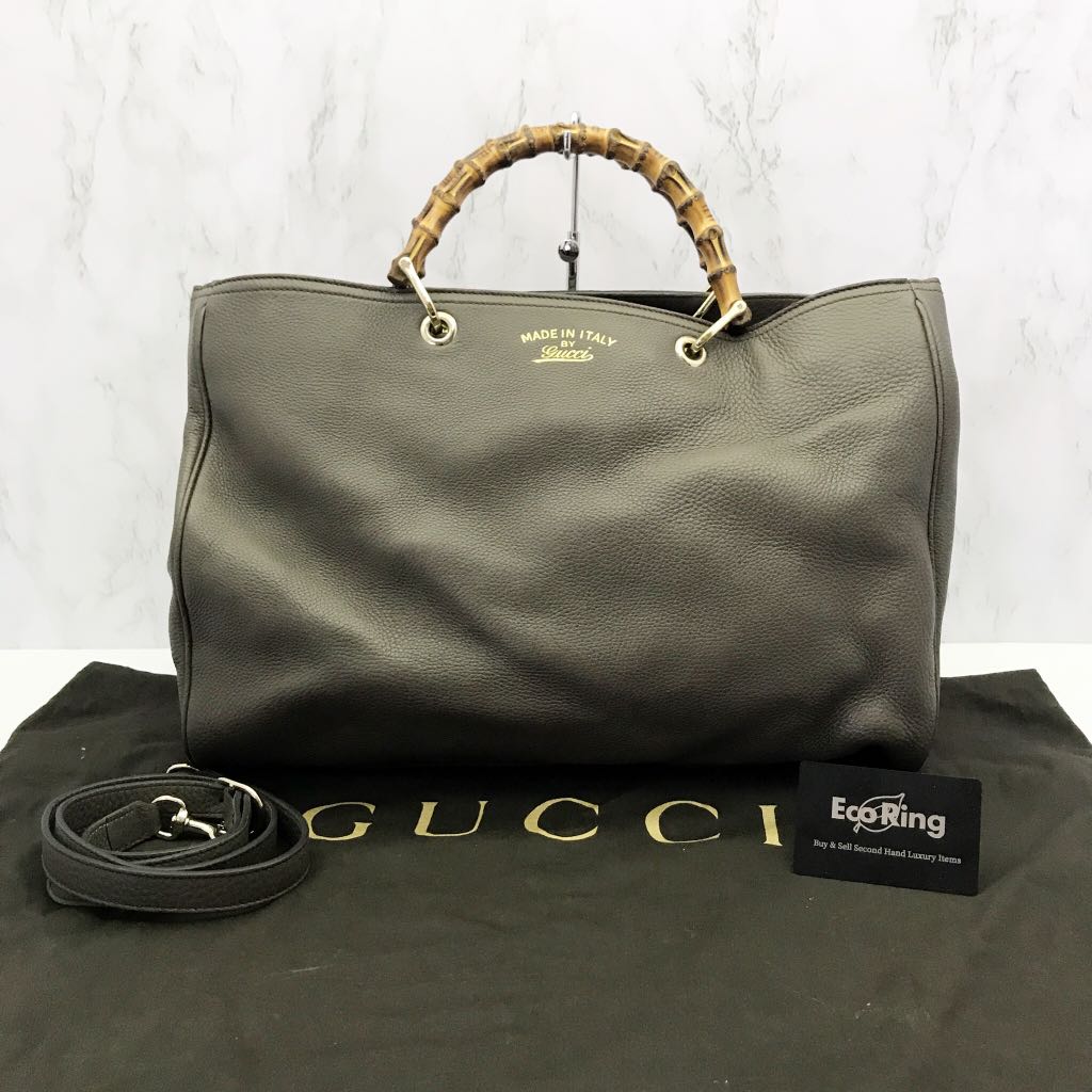 Gucci 323658 Bamboo Shopper Leather 2Way Tote Bag / 217003256 !, Luxury,  Bags u0026 Wallets on Carousell