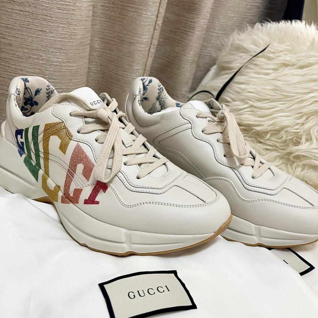 GUCCI Multicolor Rhyton Glitter Logo Sneakers Size 7 mens size