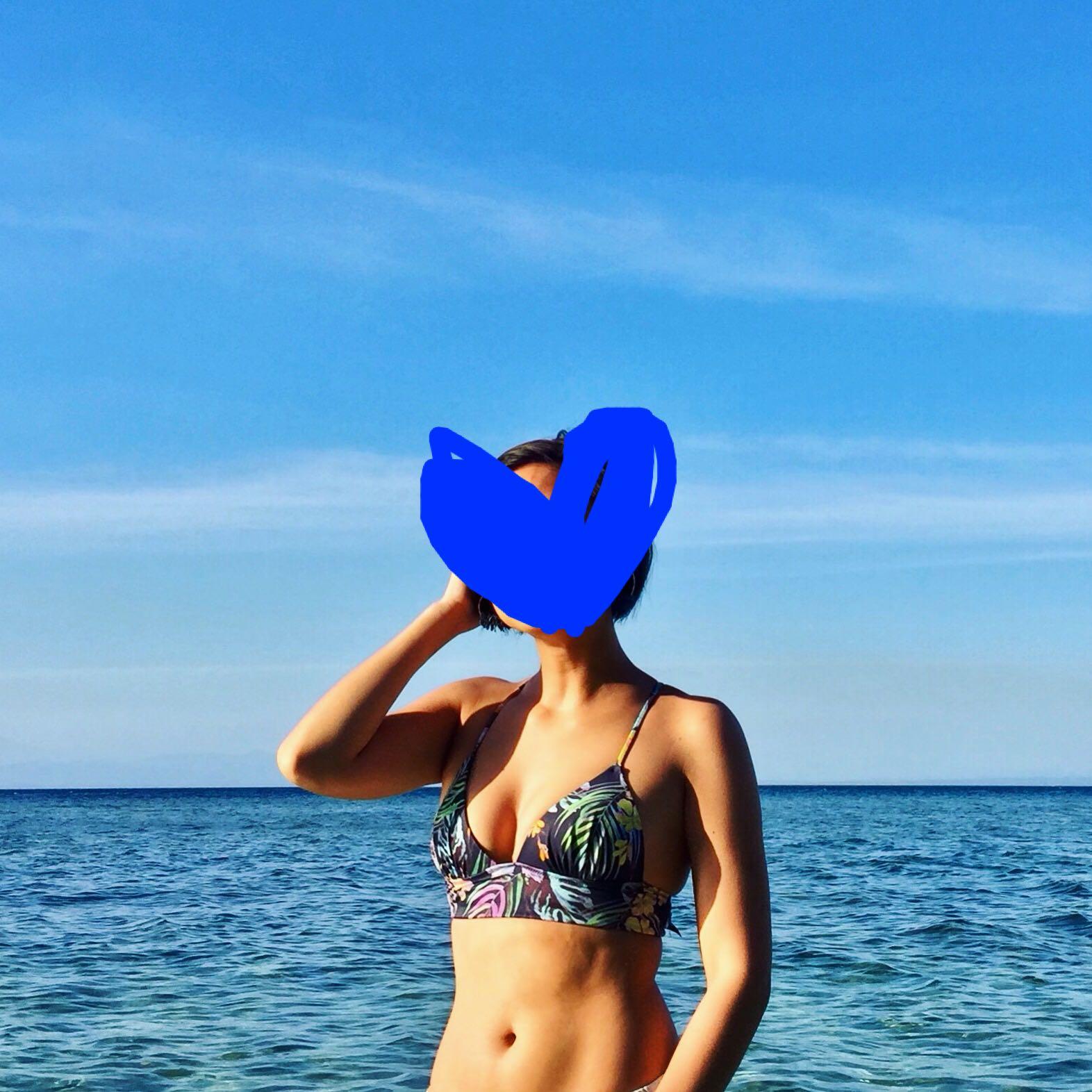 H M Dark Blue Floral Bikini Set Women s Fashion Swimwear
