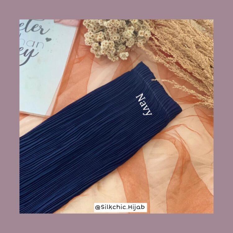 Jilbab Pashmina Ceruty Plisket - Jilbab pashmina plisket navy