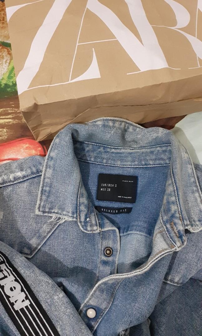 Kemeja Denim Zara Man, Fesyen Pria 