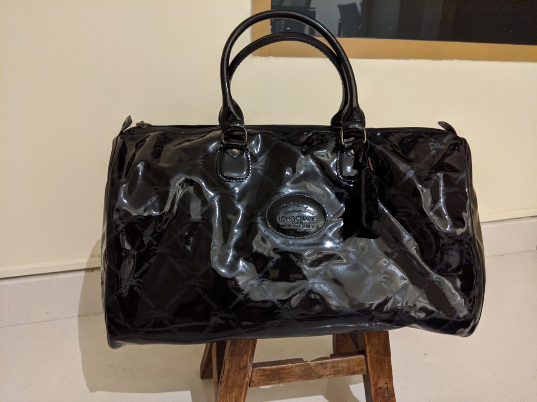 Longchamp black patent leather bag Luxury Bags Wallets on