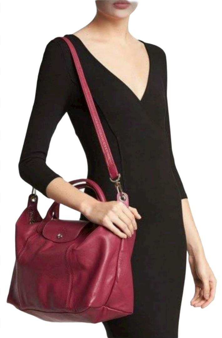 longchamp le pliage cuir medium leather