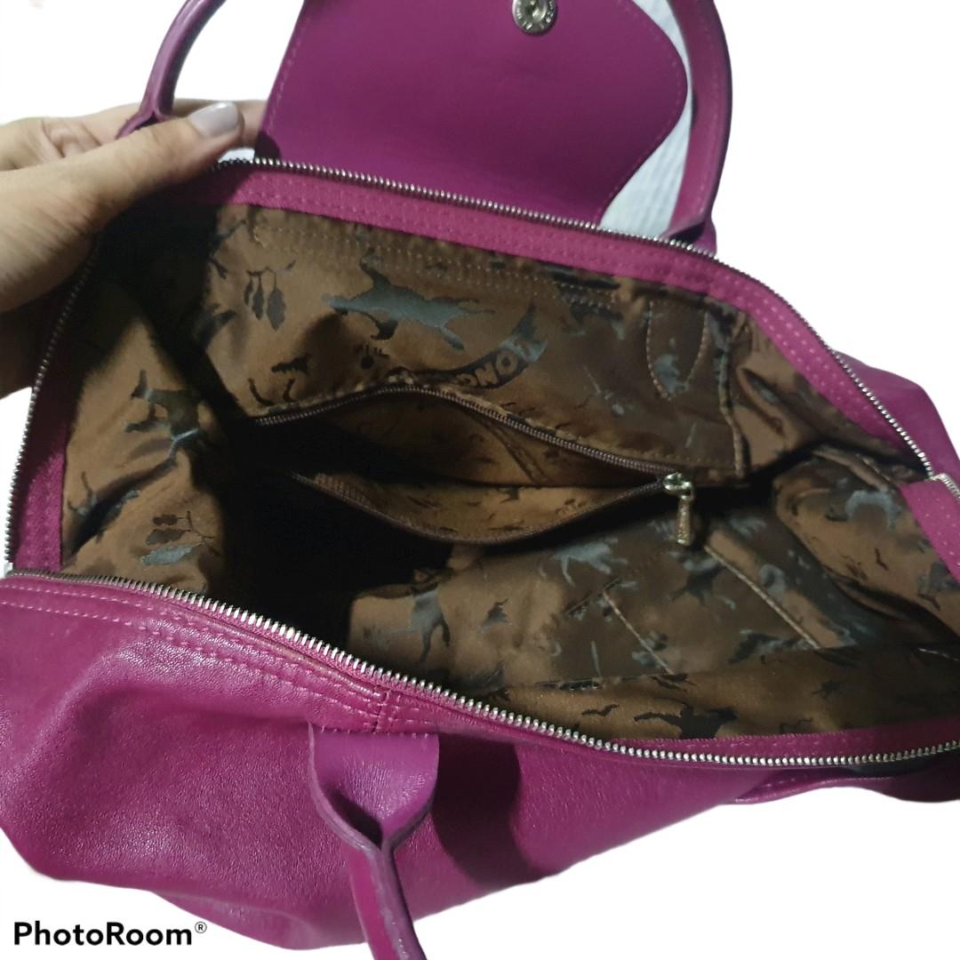 Pliage leather handbag Longchamp Pink in Leather - 34964872