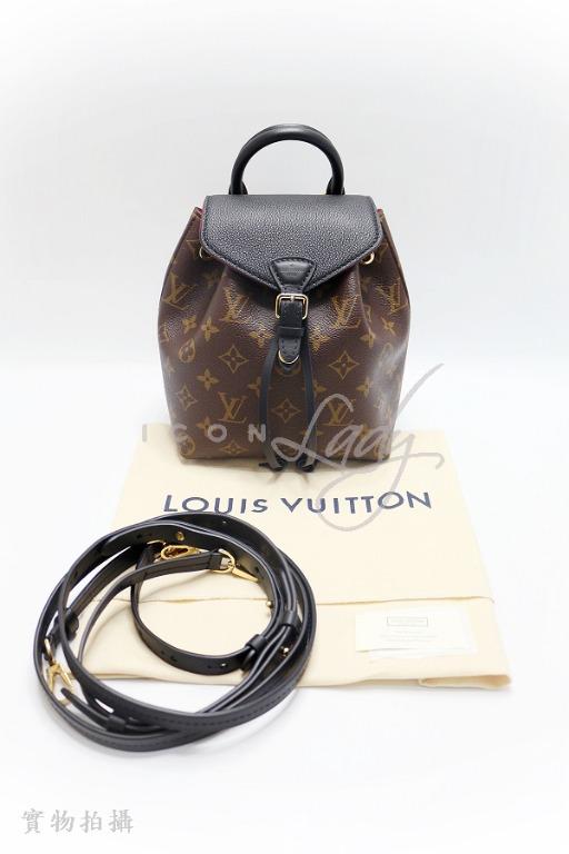 HOLD）LV M45516 Montsouris BB Monogram帆布配黑色牛皮飾邊手挽袋側肩