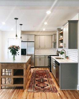 Mahogany and granite kitchen island table and kitchen cabinets