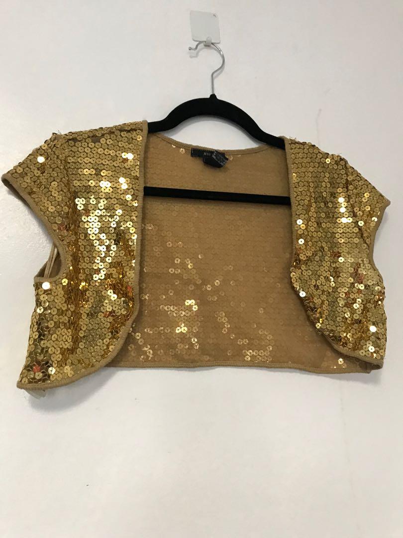 Mango gold sequin bolero Women s Fashion Coats Jackets and Outerwear on Carousell