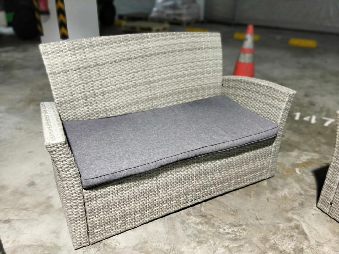 MAUI Rattan Outdoor Sofa Set in GREY/ BEIGE, Furniture & Home Living