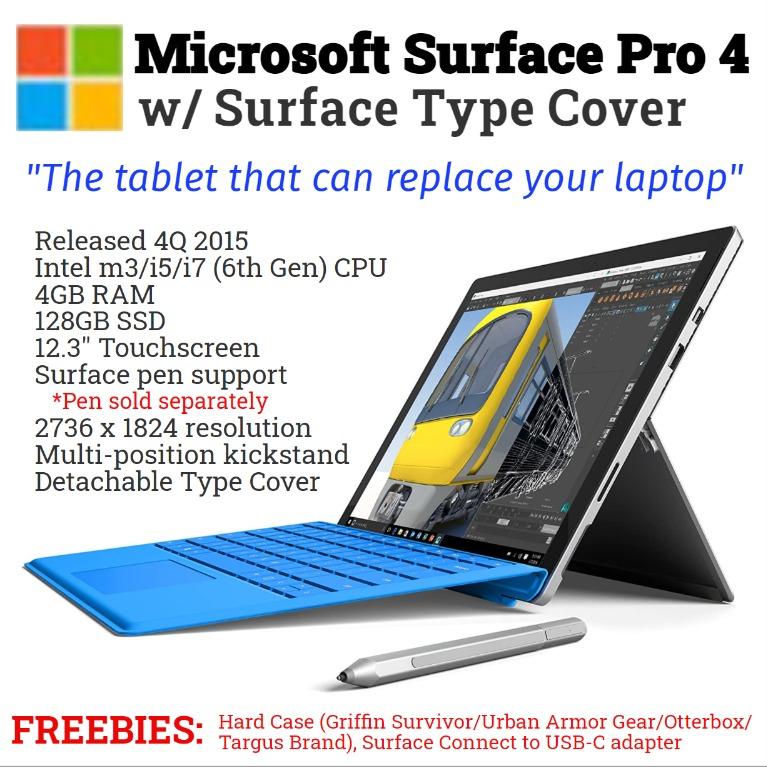 Microsoft Surface Pro 4 W Surface Type Cover Freebies Computers Tech Laptops Notebooks On Carousell