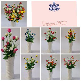 Mini Rose Bud with Leaves Artificial Flower
