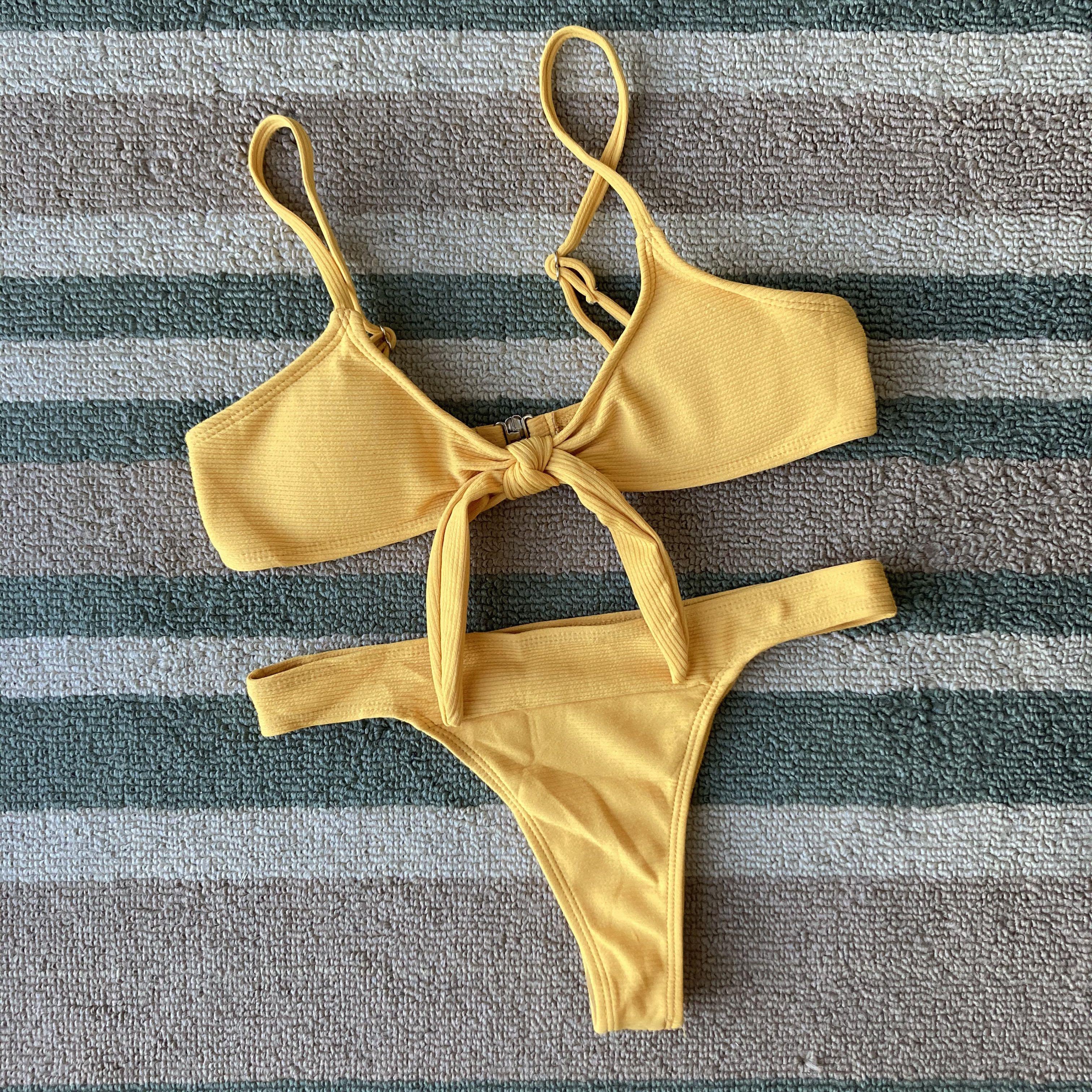 HIGH WAIST MUSTARD YELLOW 2 PIECE BIKINI SWIMWEAR